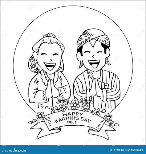 Kartini`s Day Coloring Page Stock Illustration Illustration Of Human