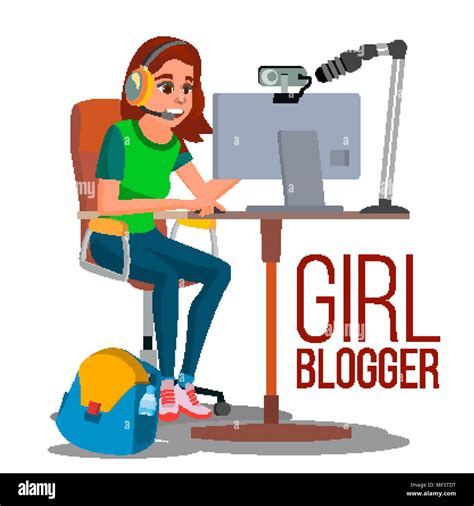 Girl Blogger Vector Popular Video Vlog Let S Play Review Channel