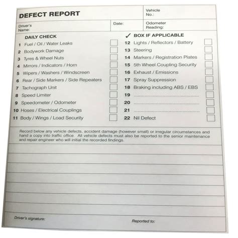 Drivers should be trained to conduct daily walk around checks. Daily Check Driver Defect Book HGV Truck Van 50 Page Defect fault report booklet | eBay
