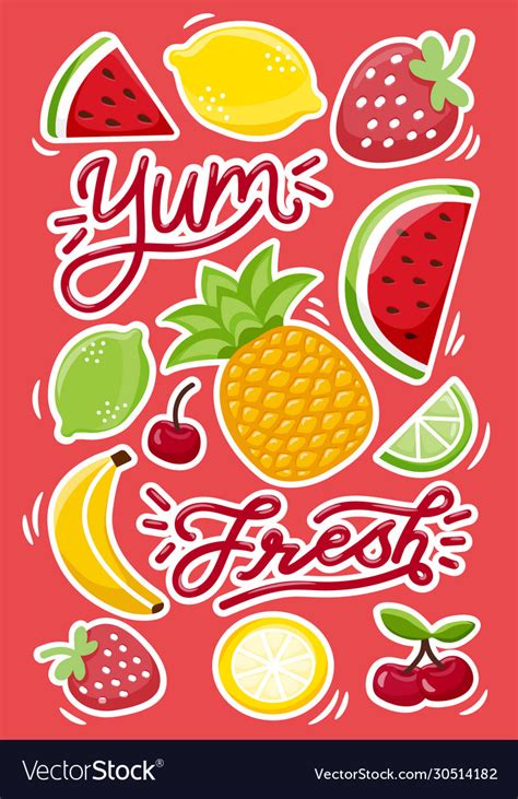 Juicy Fruit Sticker Royalty Free Vector Image Vectorstock