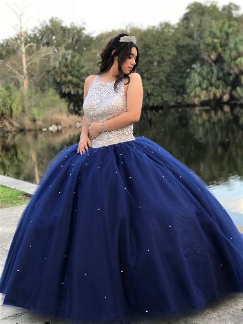 Glitter Sequins Royal Blue Ball Gown Quinceanera Dress Lace Appliques