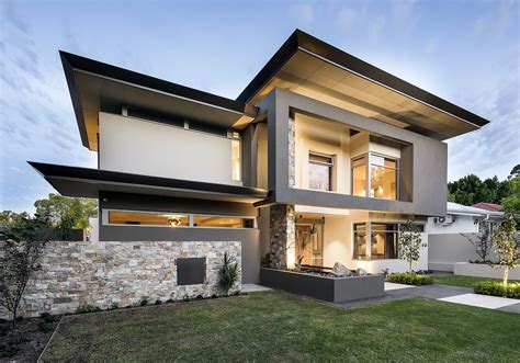 Luxury Modern Cutom Home Featuring Innovative Roof Design And Stone Clad