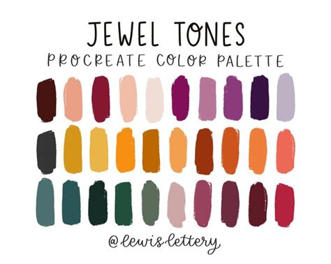 Jewel Tones Color Palette For Procreate 30 Color Swatches Etsy