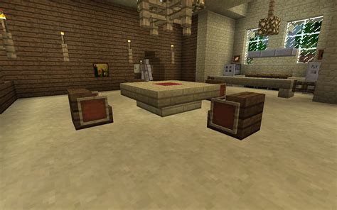 This takes on the appearance of the workbench from the game, yet also fits perfectly as a natural coffee table if you can match the design. New Table and Chairs with recent snapshot : Minecraft