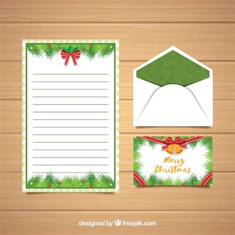 Plantillas De Carta Y Sobre Para Navidad Vector Gratis