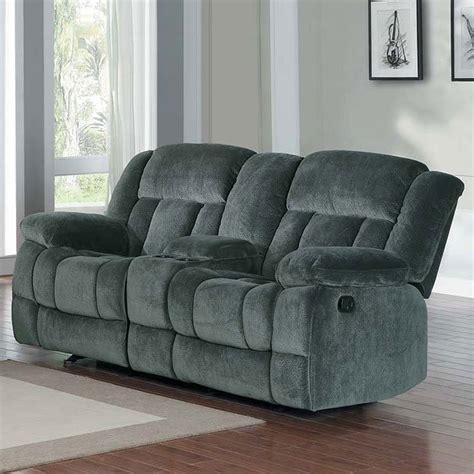 Laurelton Double Glider Reclining Loveseat Charcoal By Homelegance
