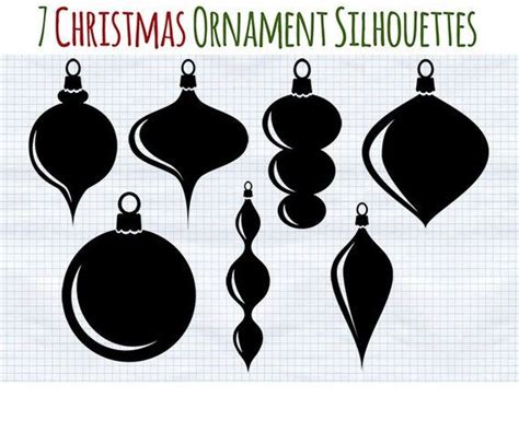 Christmas Clip Art Black And White Clipart Ornament Etsy Silhouette