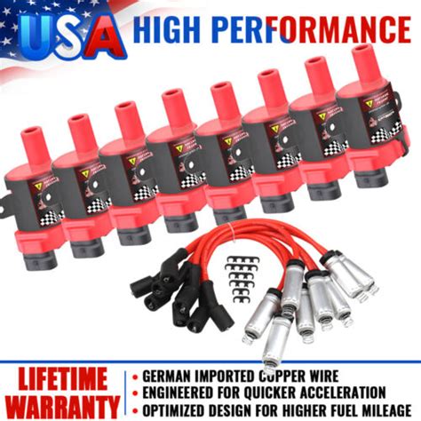 High Performance 8 Pack D585 Ignition Coil Spark Plug For Chevrolet Gmc