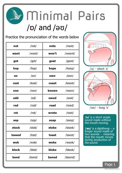 Minimal Pairs ɒ and əʊ pronunciati English ESL worksheets pdf doc
