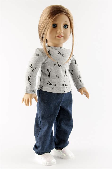 american girl doll clothes set sweatshirt for doll baggy denim etsy