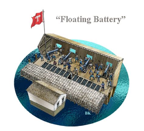Modern Illustration Of The Floating Battery Wooden Ship Concept