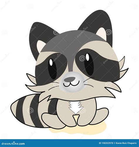 Cartoon Of A Raccoon Kawaii Stock Vector Illustration Of Funny Print