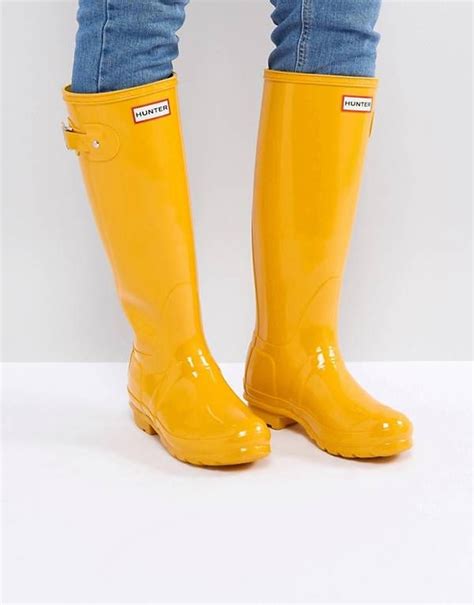 Hunter Original Tall Gloss Yellow Wellington Boots Hunter Boots