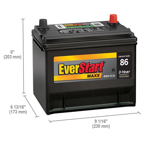 Everstart Maxx Lead Acid Automotive Battery Group Size 86 12 Volt 650
