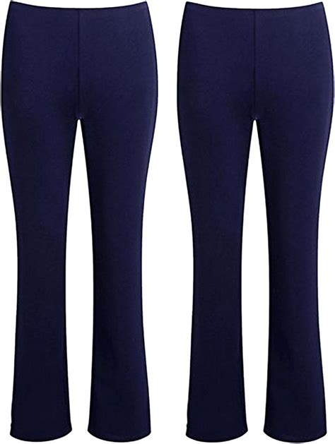 Shop Online Womens Elasticated Waist Stretch Ribbed Bootleg Trousers Ladies Pull On Pants