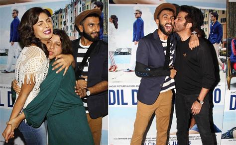 hugs and kisses ranveer anil and priyanka at dil dhadakne do trailer screening photos news