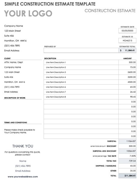 Free Drywall Estimate Template