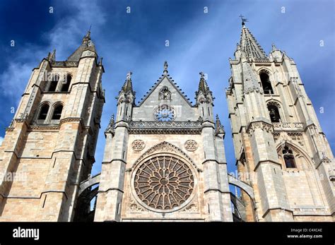 Santa Maria De Leon Cathedral Leon Castile And Leon Spain Stock