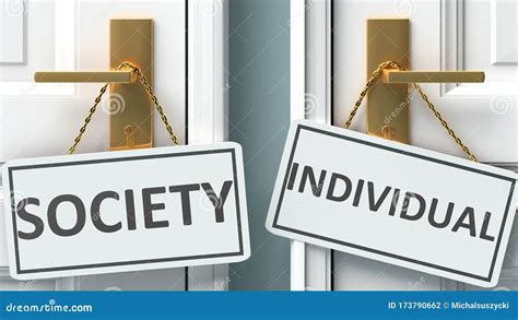 Society Or Individual As A Choice In Life Pictured As Words Society