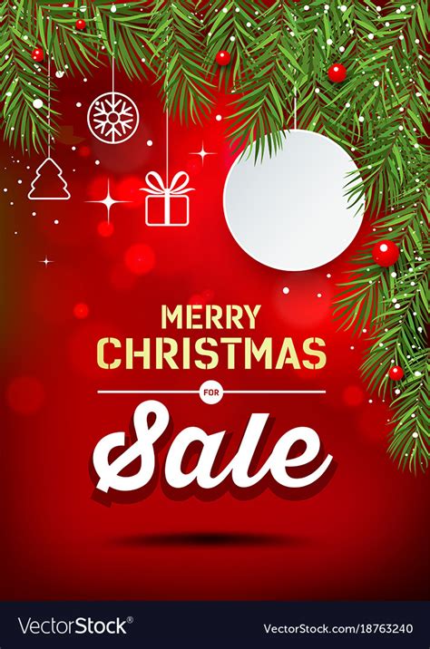 Happy Merry Christmas Banner Sale Design Vector Image