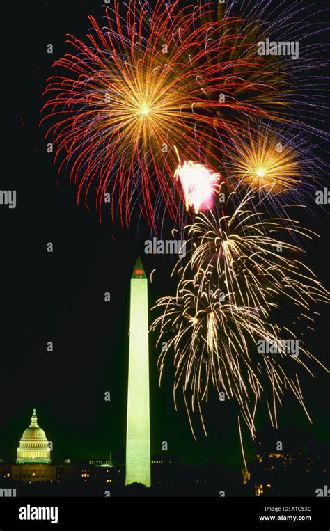 July Th Fireworks Over The U Capitol And Washington Monument In Washington Dc Stock Photo Alamy