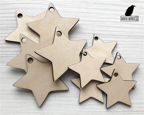 Wooden Stars With Holes Wooden Star Cutout Star Blanks Etsy