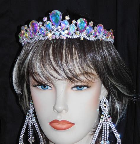 ab iridescent rhinestone crystal beauty queen tiara crown bridal pageant 1265 tiaras and headbands