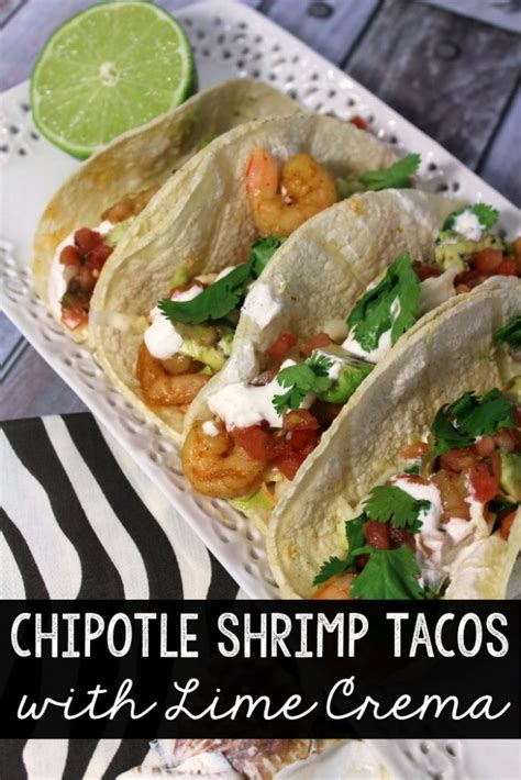 Quick And Easy Chipotle Shrimp Tacos With Lime Crema Sauce