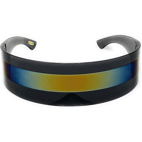Futuristic Cyclops Alien Shield Sunglasses Monoblock Black Frame