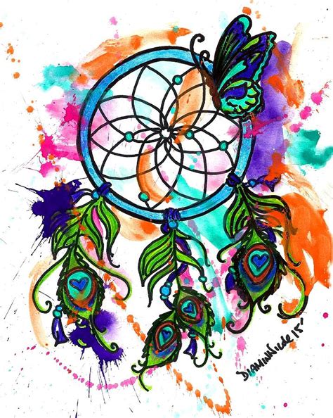 Watercolor Dream Catcher Painting By Diamin Nicole