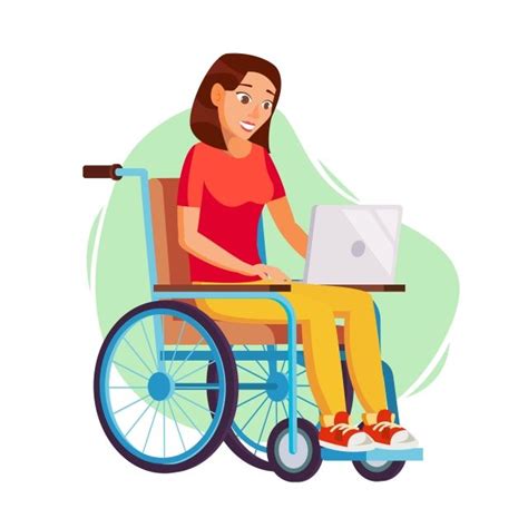 Pessoa Com Deficiência Trabalhando Vector Mulher Sentada Na Cadeira De