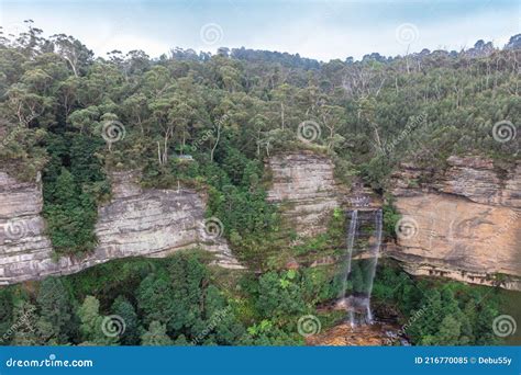 Blue Mountains In Australia With View Of Katoomba Falls Waterfall