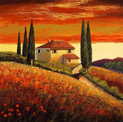 Sunset Over Tuscany 2 Painting By Santo De Vita