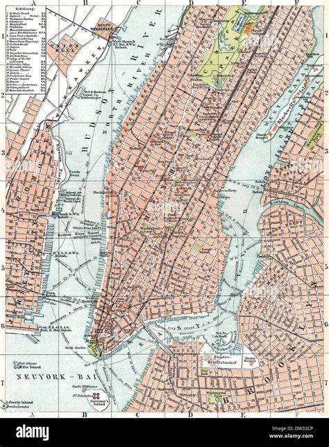 Historical Map Of New York City Usa 1896 Stock Photo Alamy
