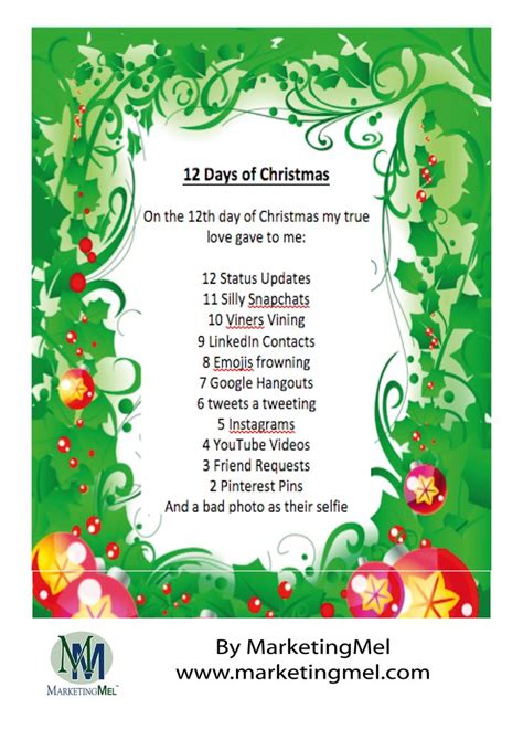 12 days of christmas social media style marketingmel christmas lyrics christmas humor 12