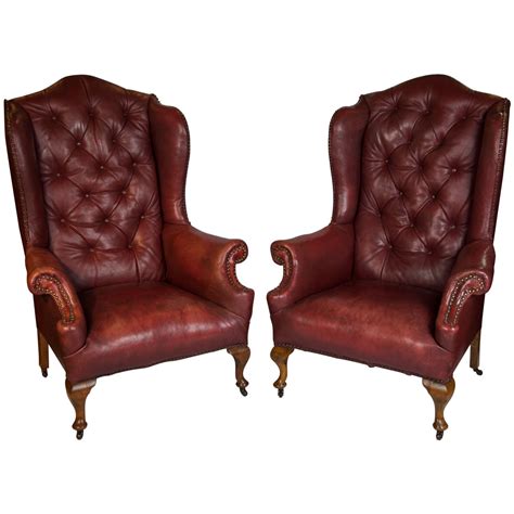 Get 5% in rewards with club o! Pair of Early 20th Century Red Leather Wing Back Chairs at ...