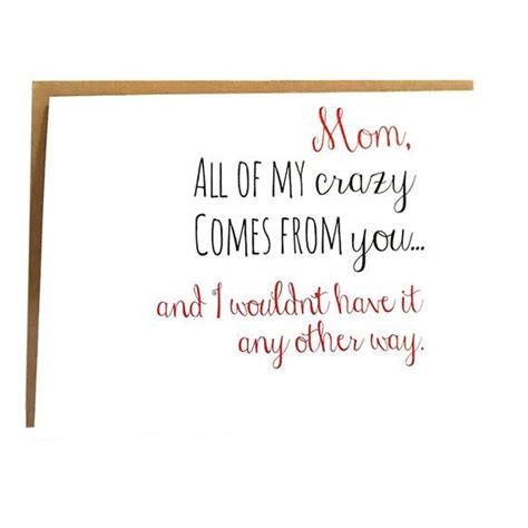 Crazy Mom Card Mothers Day Card Mom Birthday Card Etsy Birthday