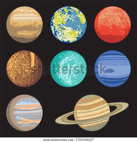 Vector Illustration Isolated Solar System Planets Stock Vector Royalty