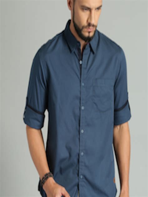 Buy Roadster Men Teal Blue Fit Solid Sustainable Casual Shirt Shirts