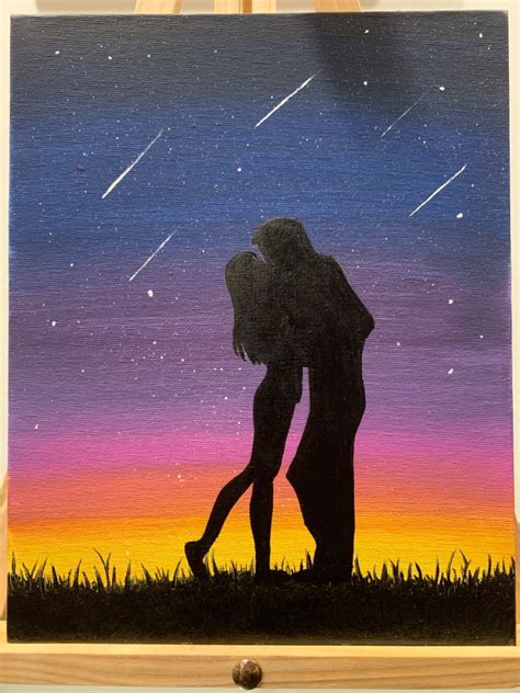 Acrylic Painting On Canvas Romantic Night Couple Love ️ Sky Art