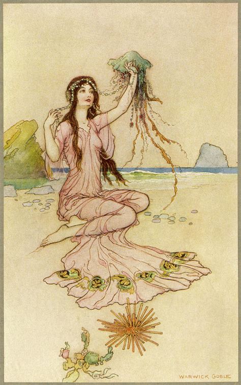 A Water Nymph Sits On The Sand Drawing By Mary Evans Picture Library