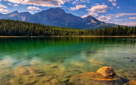 Lake Jasper National Park Alberta Canada Nature Scenery Hd Wallpaper