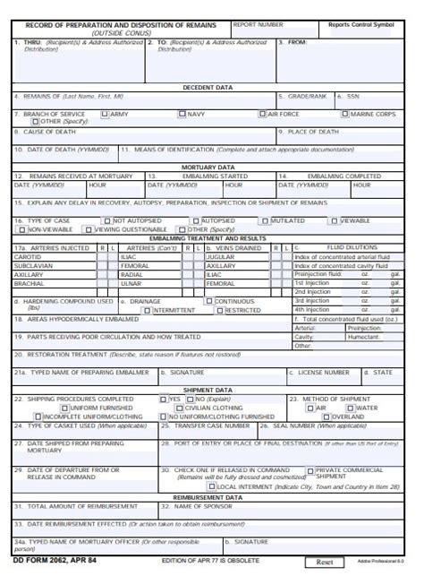 Download Fillable Dd Form 2062
