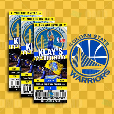 Golden State Warriors Cool Sports Ticket Style Party Invite Sports