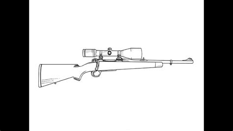 How To Draw A Hunting Gun Как нарисовать Охотничье оружие Youtube