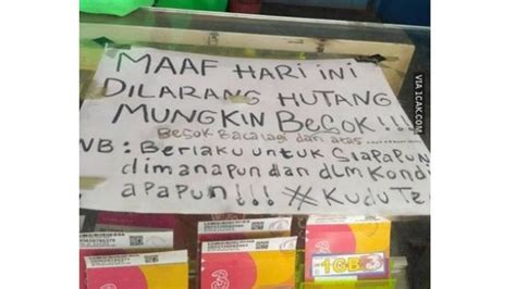 15 Tulisan Lucu Larangan Hutang Di Warung Ini Bikin Orang Jadi Segan