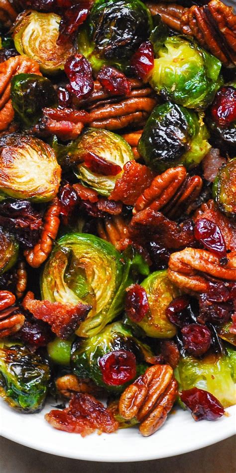 When it comes to christmas dinner, elegant christmas side dishes are exactly what you need to round out the meal. Brussels Sprouts with Bacon, Pecans, and Cranberries | Roasted vegetable recipes, Thanksgiving ...
