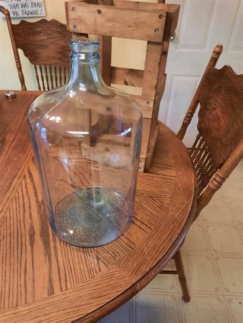 Vintage Demijohn Carboy 5 Gallon Glass Bottle In Wooden Etsy