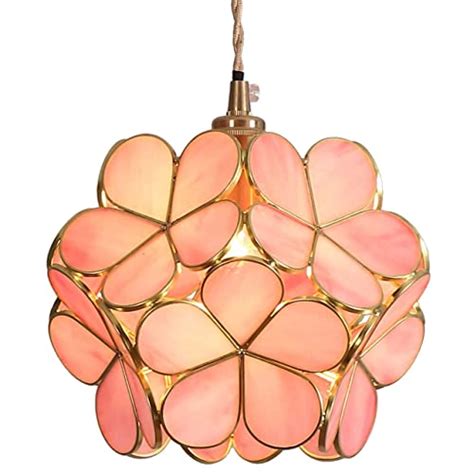 Bieye L10742 Cherry Blossom Tiffany Style Stained Glass Ceiling Pendant Light With 8 Inch Wide