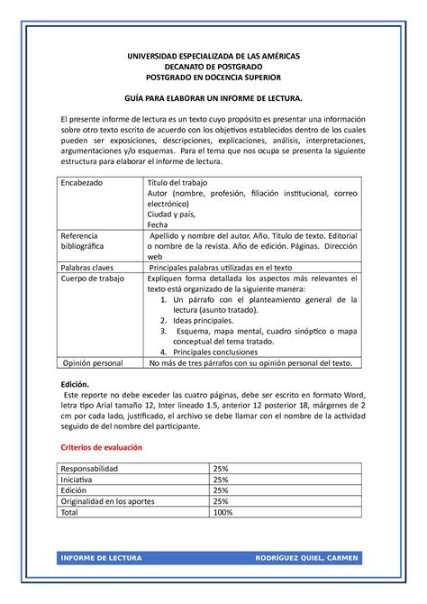 Estructura Del Reporte De Lectura Prodesma